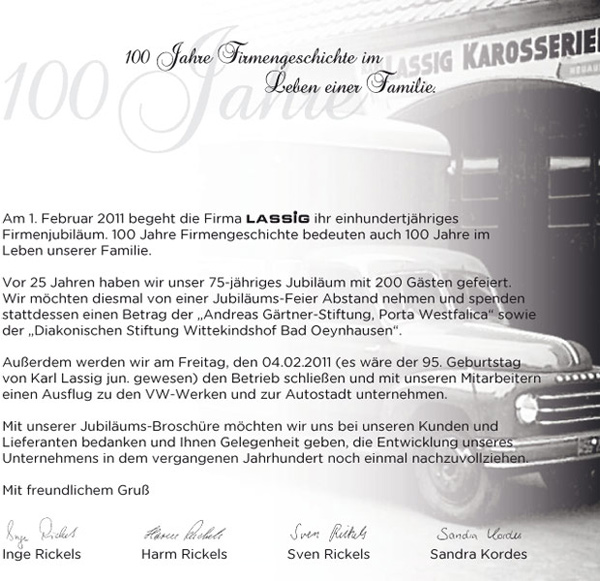 100 Jahre Familiengeschichte Lassig